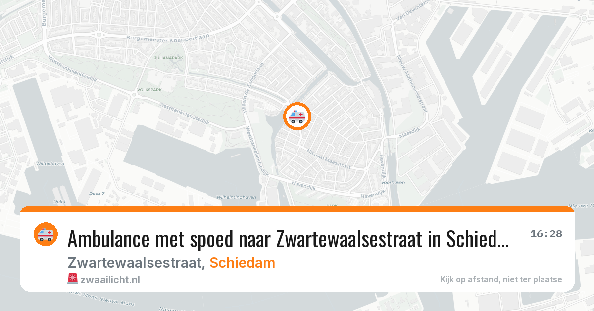 Ambulance met spoed naar Zwartewaalsestraat in Schiedam — 21 mrt 2026