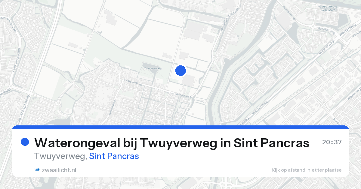 Waterongeval bij Twuyverweg in Sint Pancras — 20 aug 2026