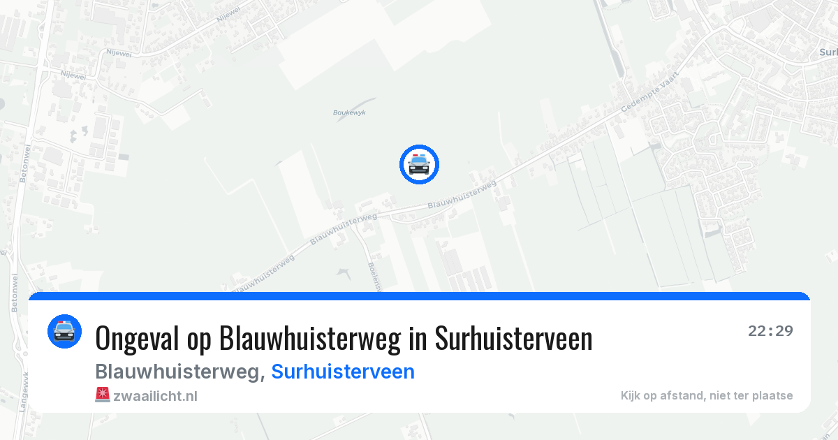 Ongeval op Blauwhuisterweg in Surhuisterveen — 16 mei 2026
