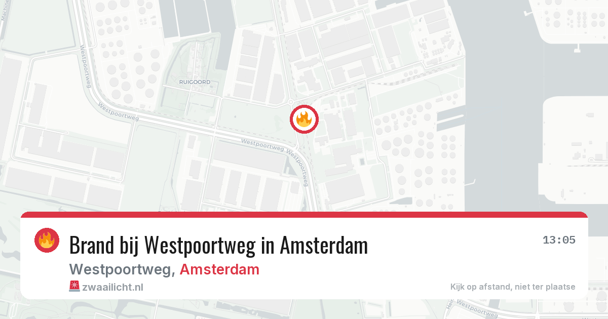 Brand bij Westpoortweg in Amsterdam — 12 aug 2026