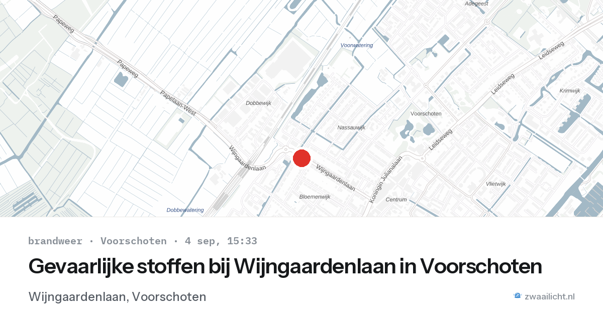 Gevaarlijke stoffen bij Wijngaardenlaan in Voorschoten — 4 sep 2026