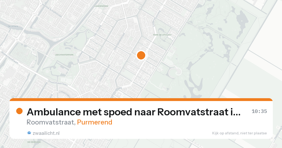 Ambulance met spoed naar Roomvatstraat in Purmerend — 20 aug 2026