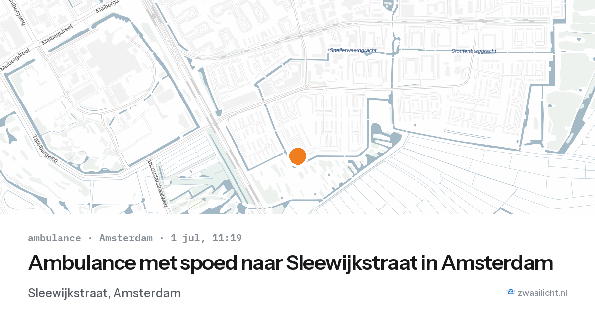 Ambulance met spoed naar Sleewijkstraat in Amsterdam — 1 jul 2026