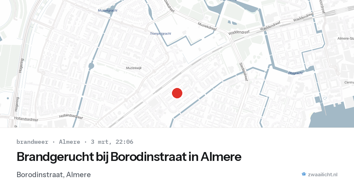 Brandgerucht bij Borodinstraat in Almere — 3 mrt 2026