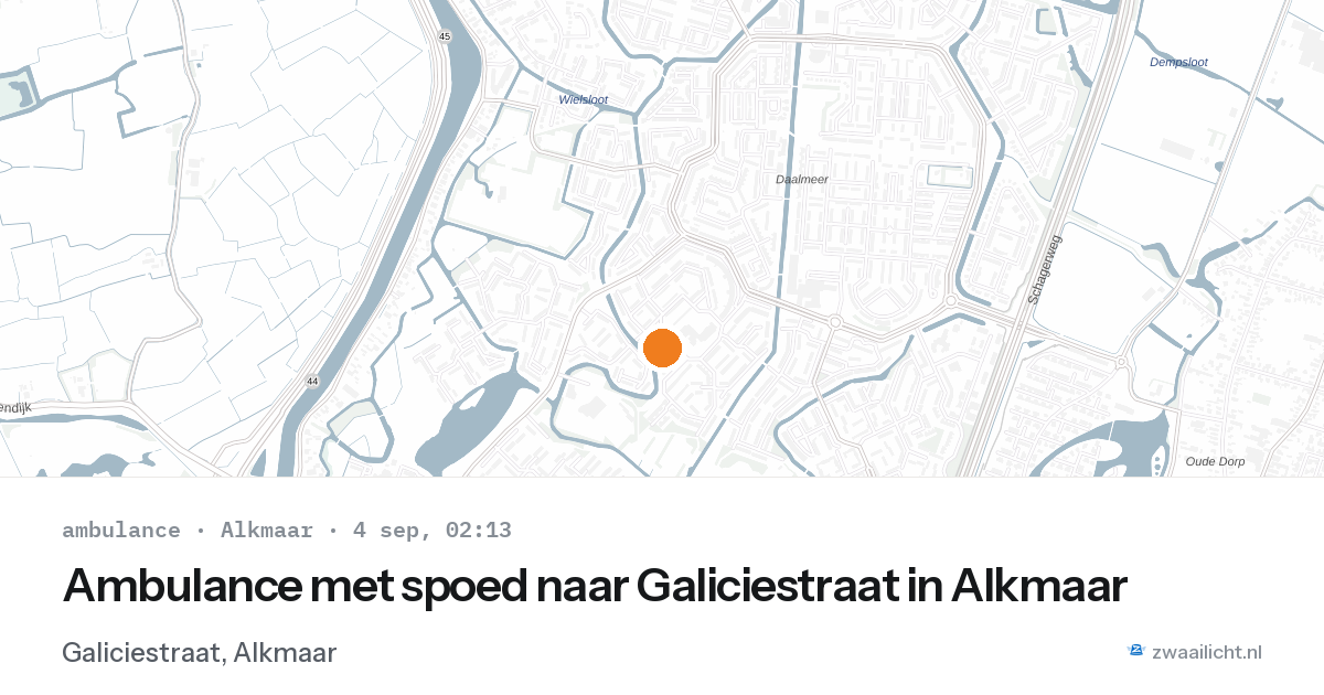 Ambulance met spoed naar Galiciestraat in Alkmaar — 4 sep 2026