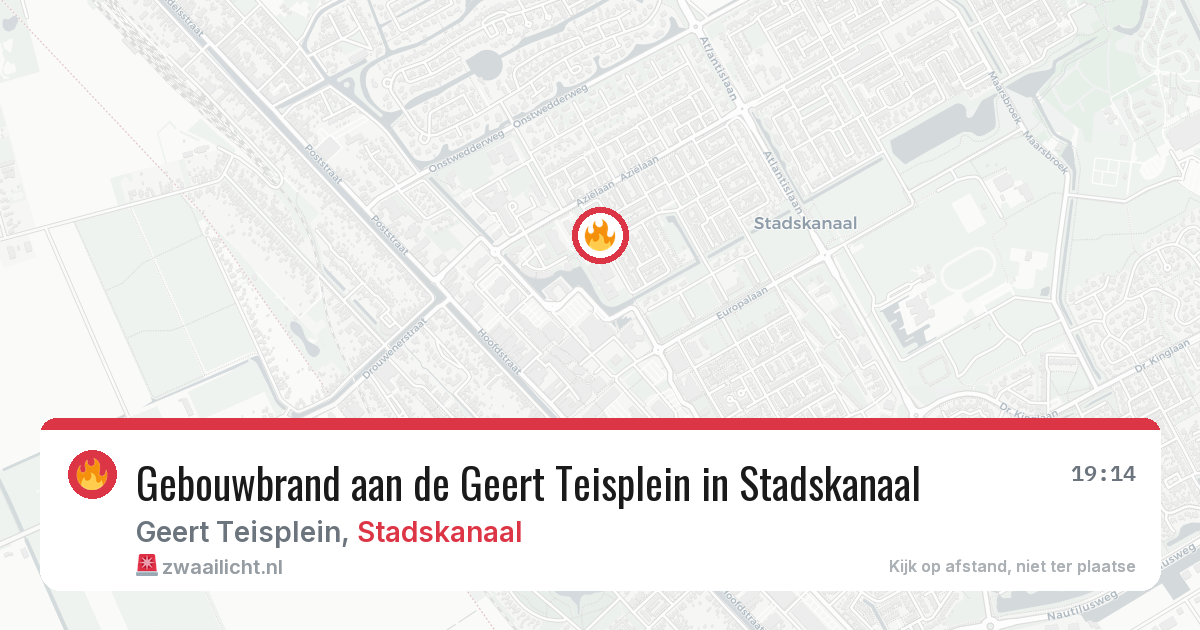 Gebouwbrand aan de Geert Teisplein in Stadskanaal — 18 mei 2026