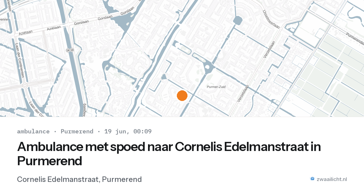 Ambulance met spoed naar Cornelis Edelmanstraat in Purmerend — 18 jun 2026
