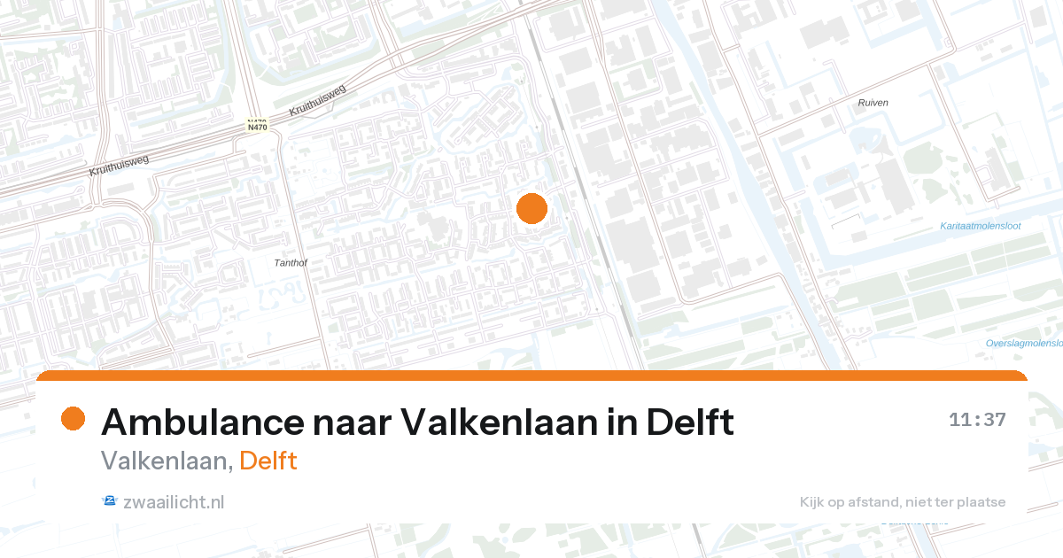 Ambulance naar Valkenlaan in Delft — 27 aug 2026