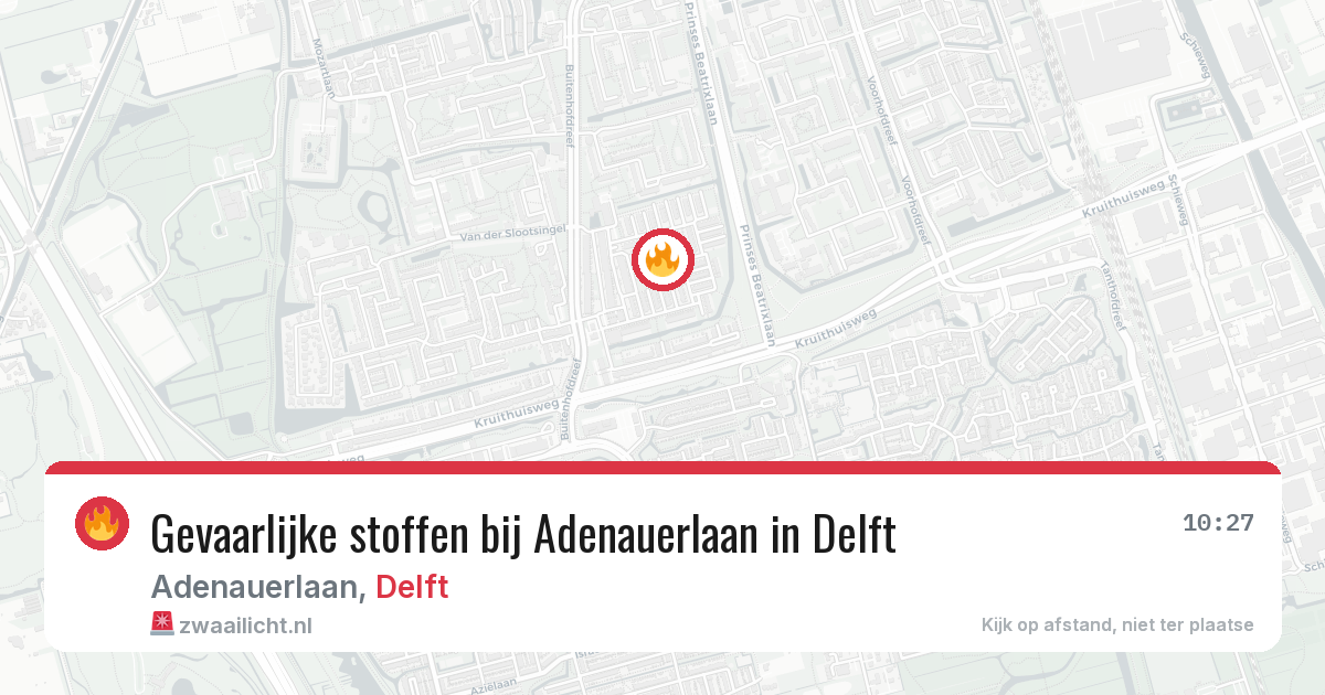 Gevaarlijke stoffen bij Adenauerlaan in Delft — 5 jul 2026