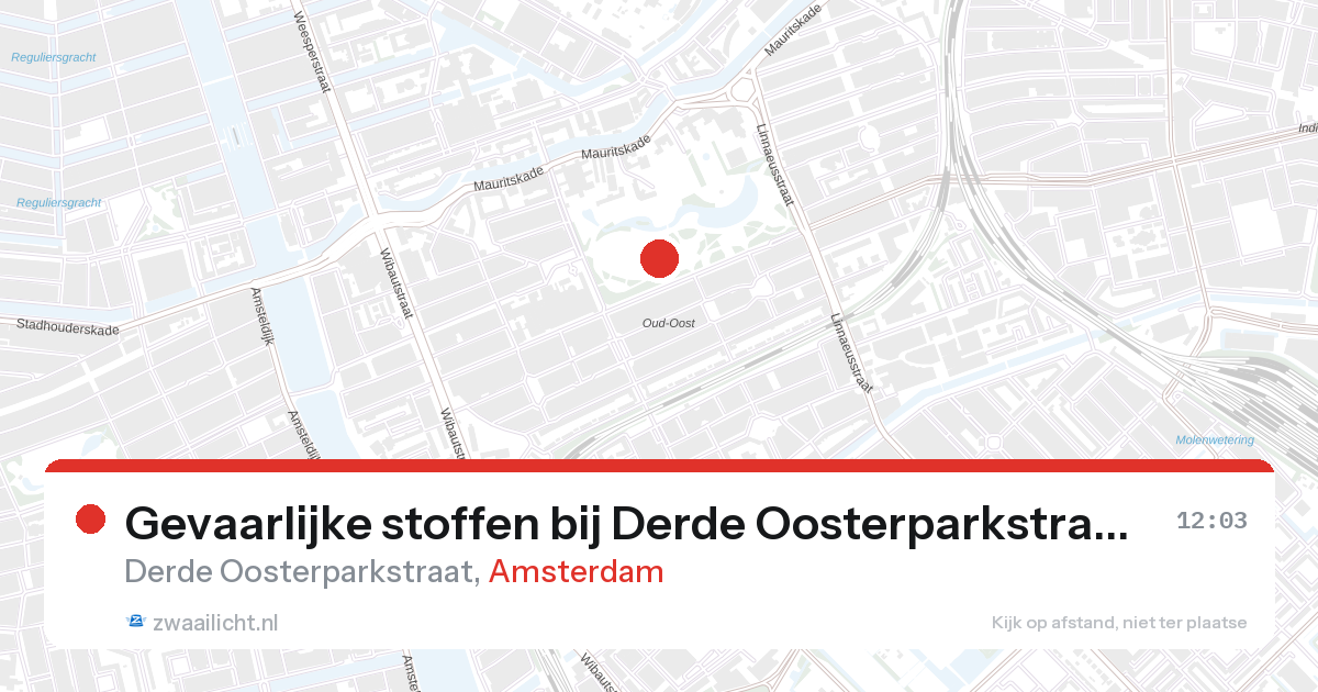 Gevaarlijke stoffen bij Derde Oosterparkstraat in Amsterdam — 28 aug 2026