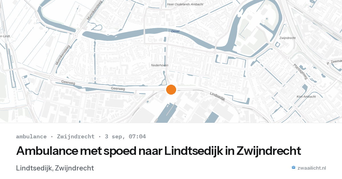 Ambulance met spoed naar Lindtsedijk in Zwijndrecht — 3 sep 2026