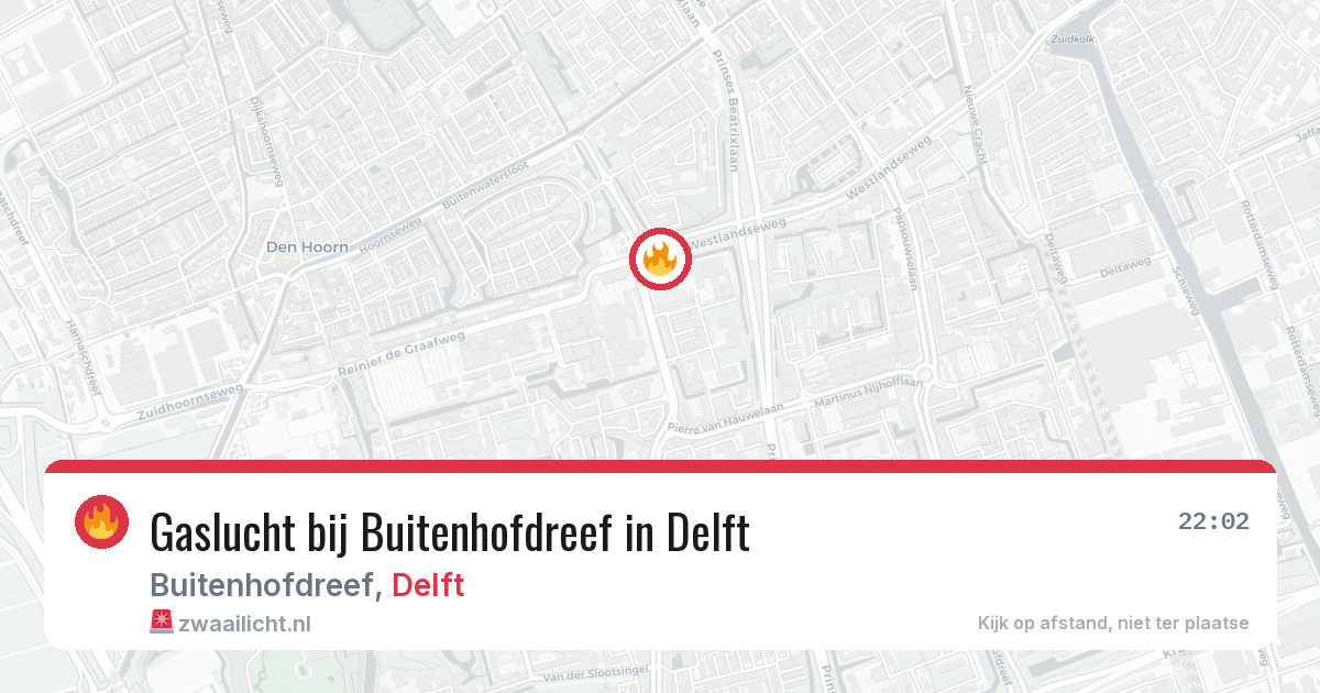 Gaslucht bij Buitenhofdreef in Delft — 6 aug 2026