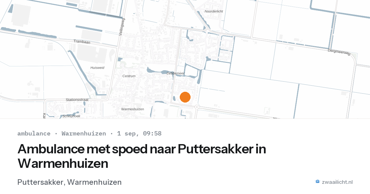 Ambulance met spoed naar Puttersakker in Warmenhuizen — 1 sep 2026