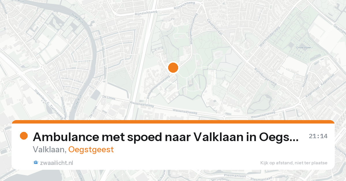 Ambulance met spoed naar Valklaan in Oegstgeest — 16 aug 2026