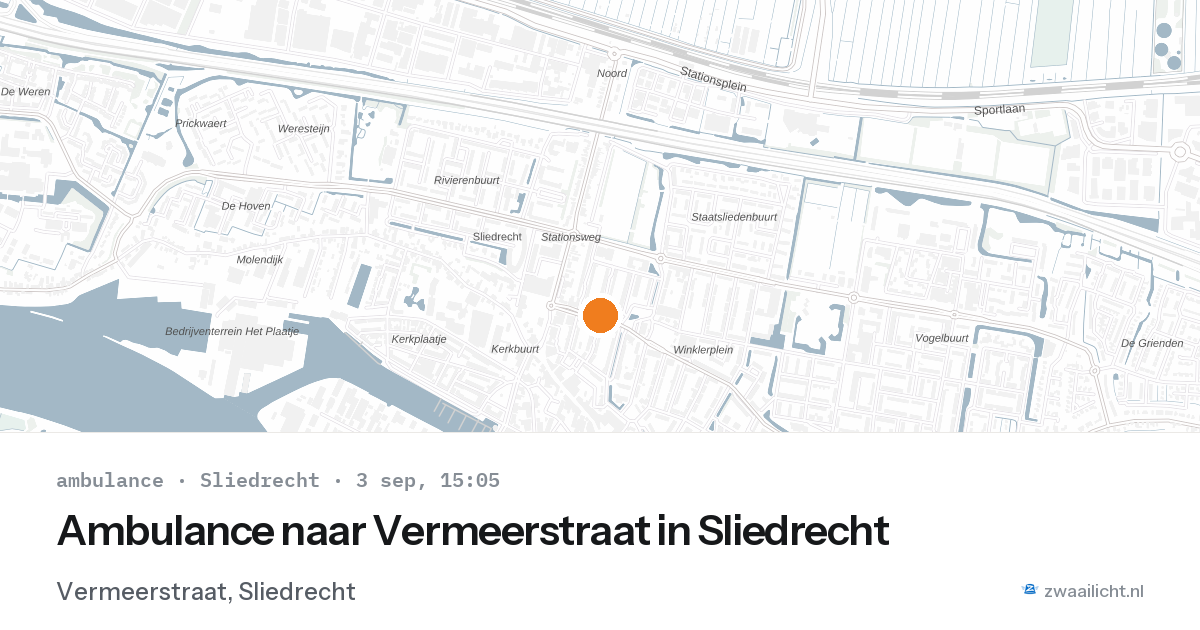 Ambulance naar Vermeerstraat in Sliedrecht — 3 sep 2026