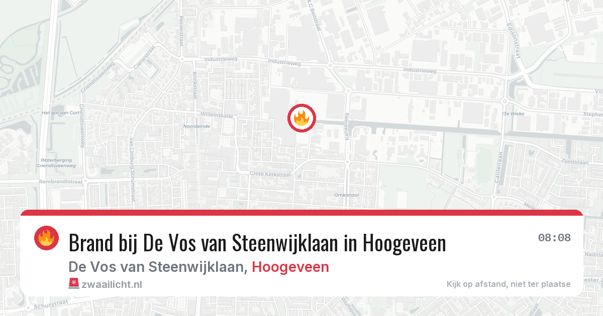 Brand bij De Vos van Steenwijklaan in Hoogeveen — 20 jun 2026