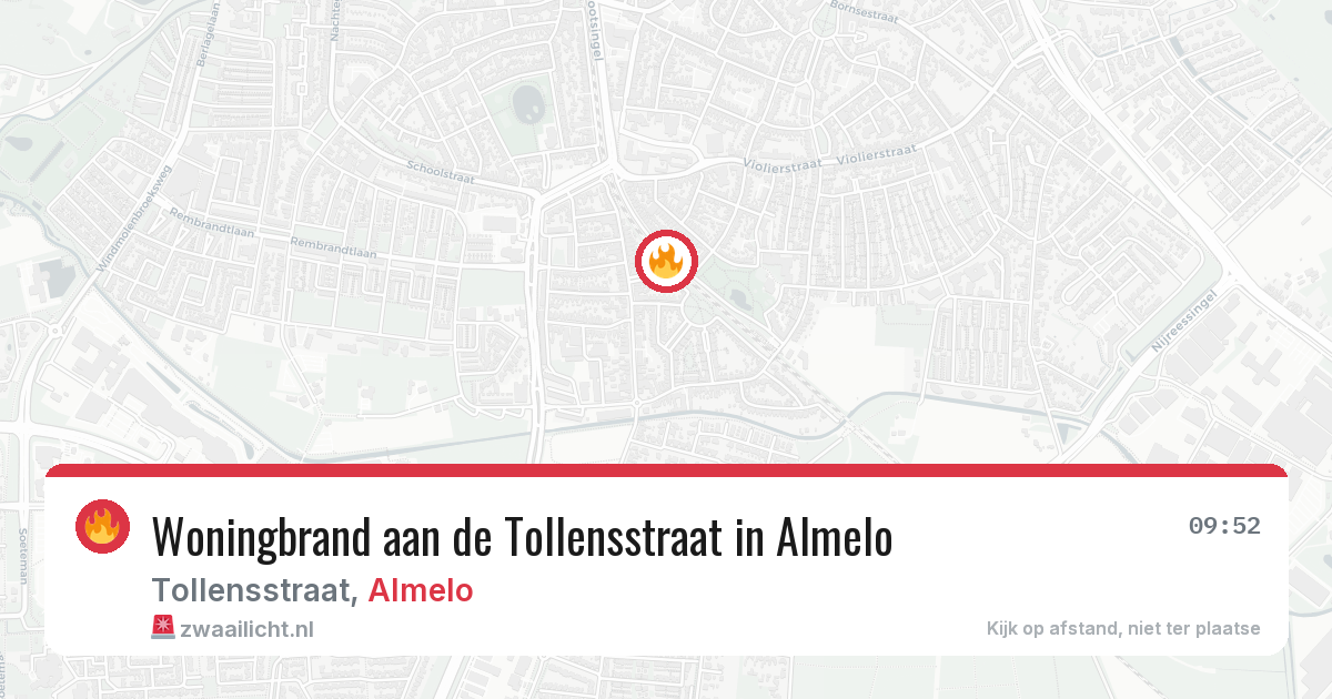 Woningbrand aan de Tollensstraat in Almelo — 25 jun 2026
