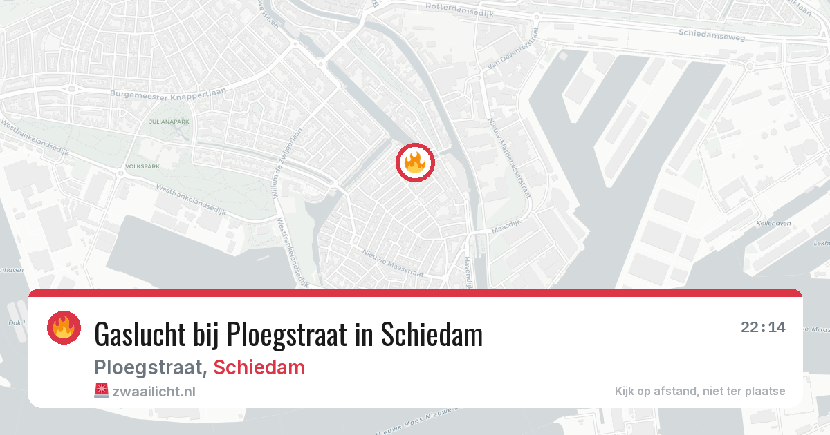 Gaslucht bij Ploegstraat in Schiedam — 22 jun 2026