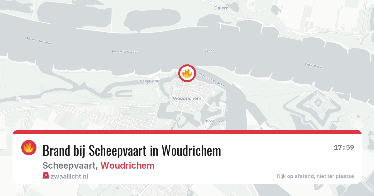 Brand bij Scheepvaart in Woudrichem — 25 mei 2026