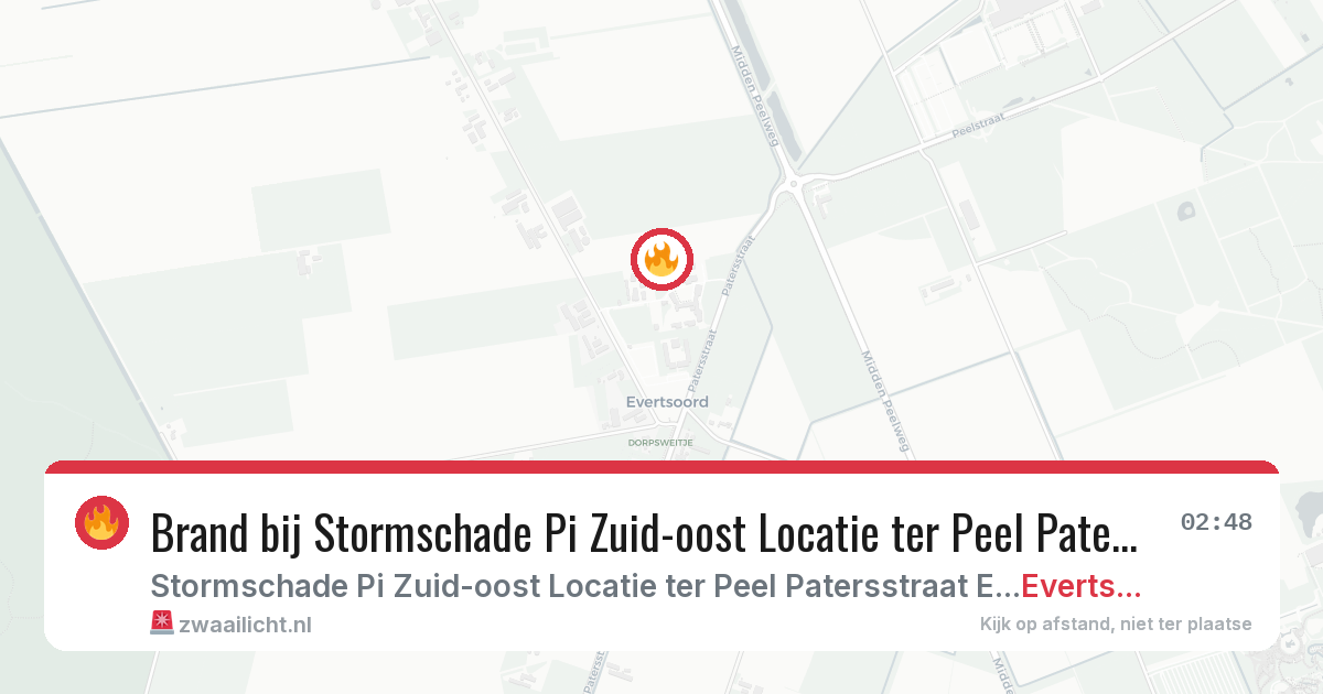 Brand bij Stormschade Pi Zuid-oost Locatie ter Peel Patersstraat Evertsoord in Evertsoord — 28 jun 2026