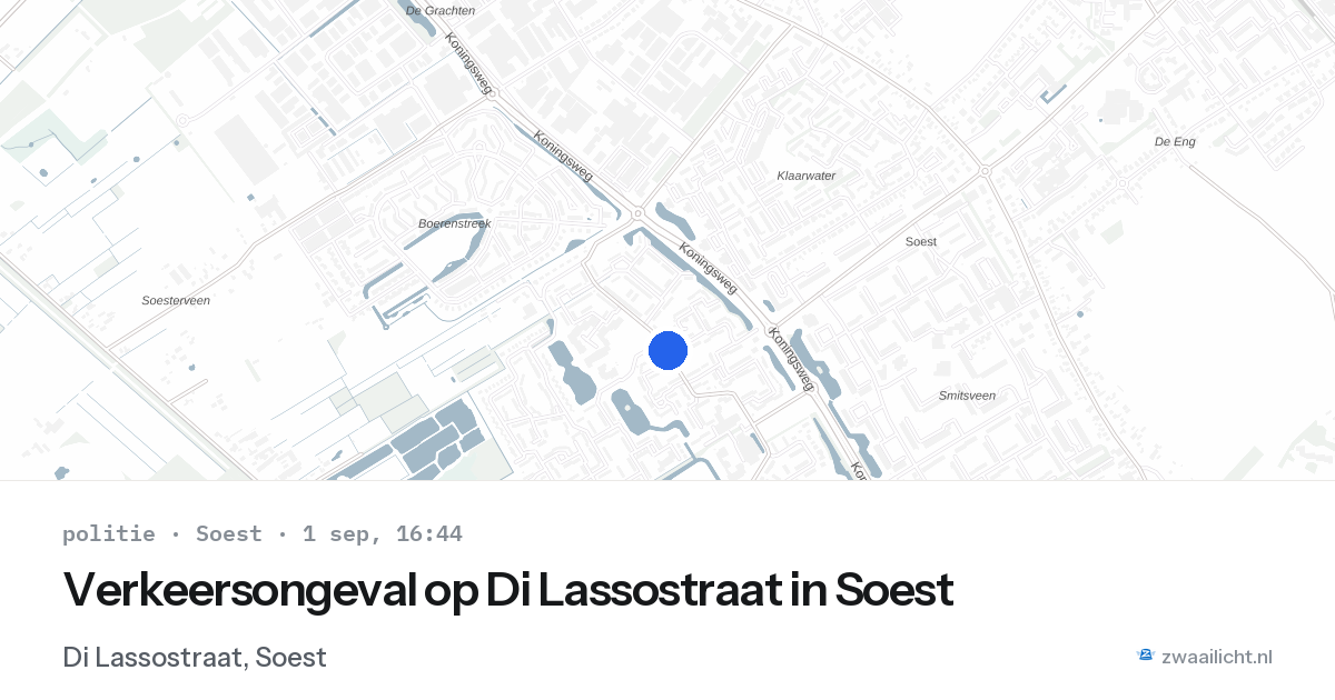 Verkeersongeval op Di Lassostraat in Soest — 1 sep 2026