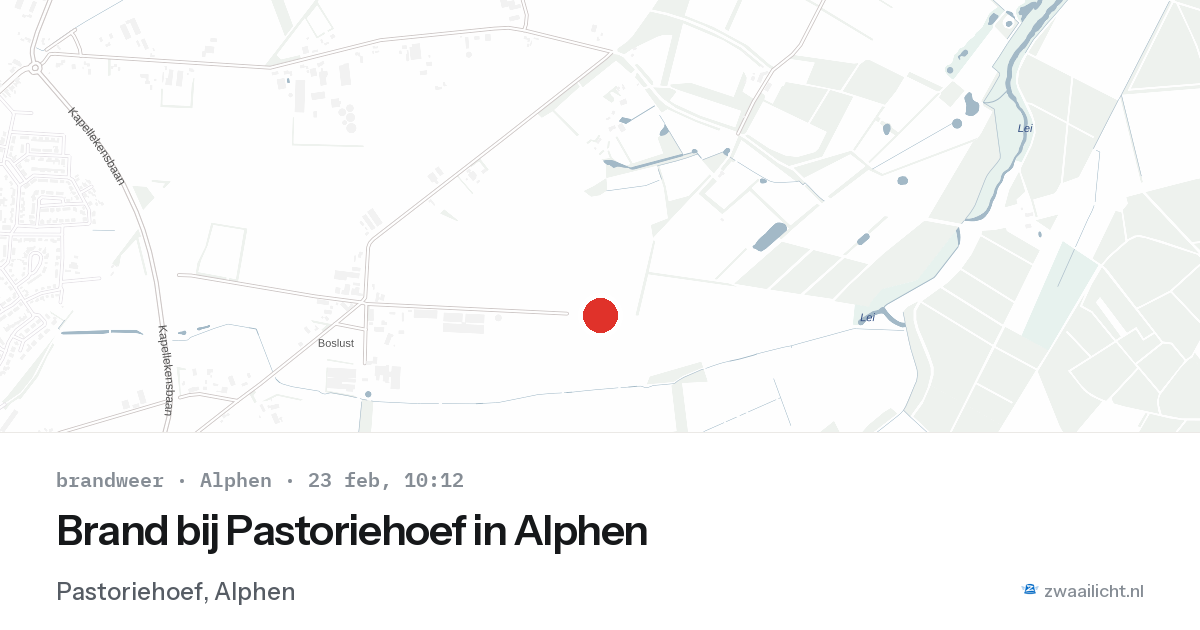 Brand bij Pastoriehoef in Alphen — 23 feb 2026