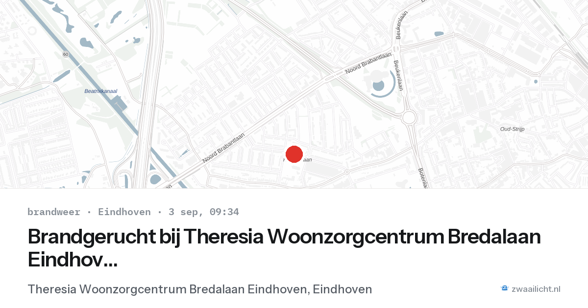 Brandgerucht bij Theresia Woonzorgcentrum Bredalaan Eindhoven in Eindhoven — 3 sep 2026