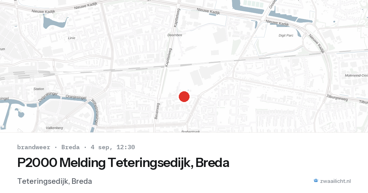 P2000 Melding Teteringsedijk, Breda — 4 sep 2026