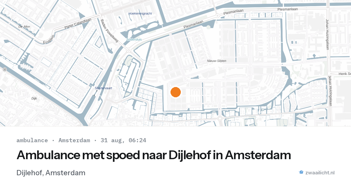 Ambulance met spoed naar Dijlehof in Amsterdam — 31 aug 2026