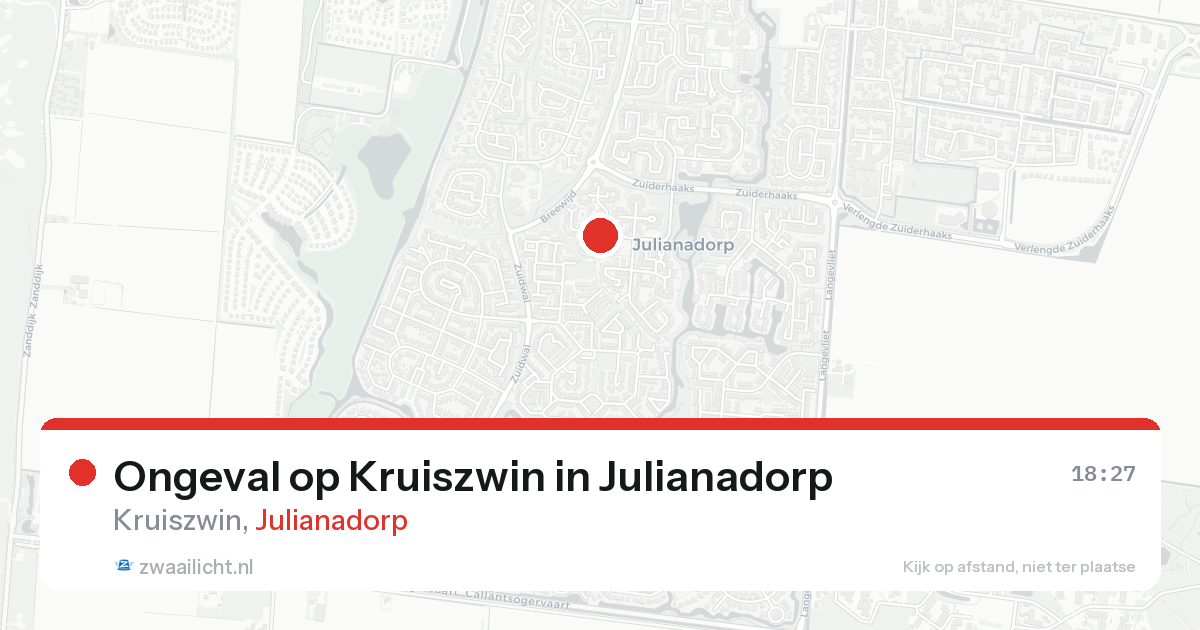 Ongeval op Kruiszwin in Julianadorp — 20 aug 2026