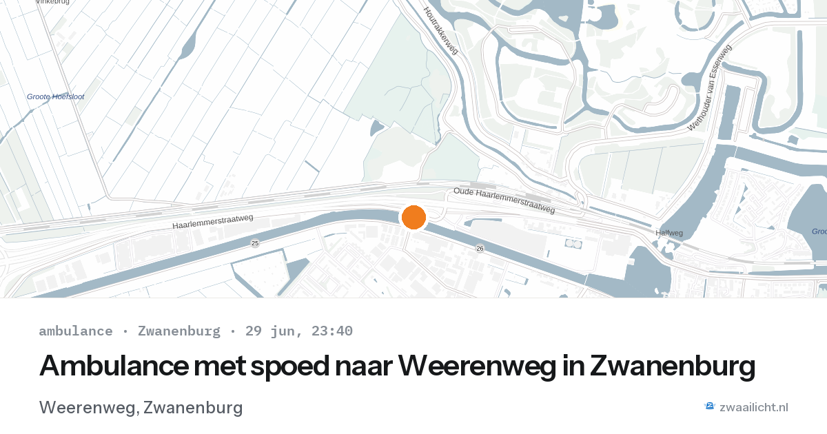 Ambulance met spoed naar Weerenweg in Zwanenburg — 29 jun 2026