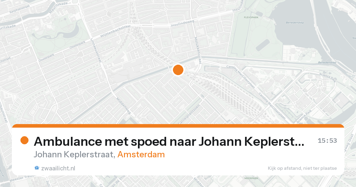 Ambulance met spoed naar Johann Keplerstraat in Amsterdam — 21 aug 2026