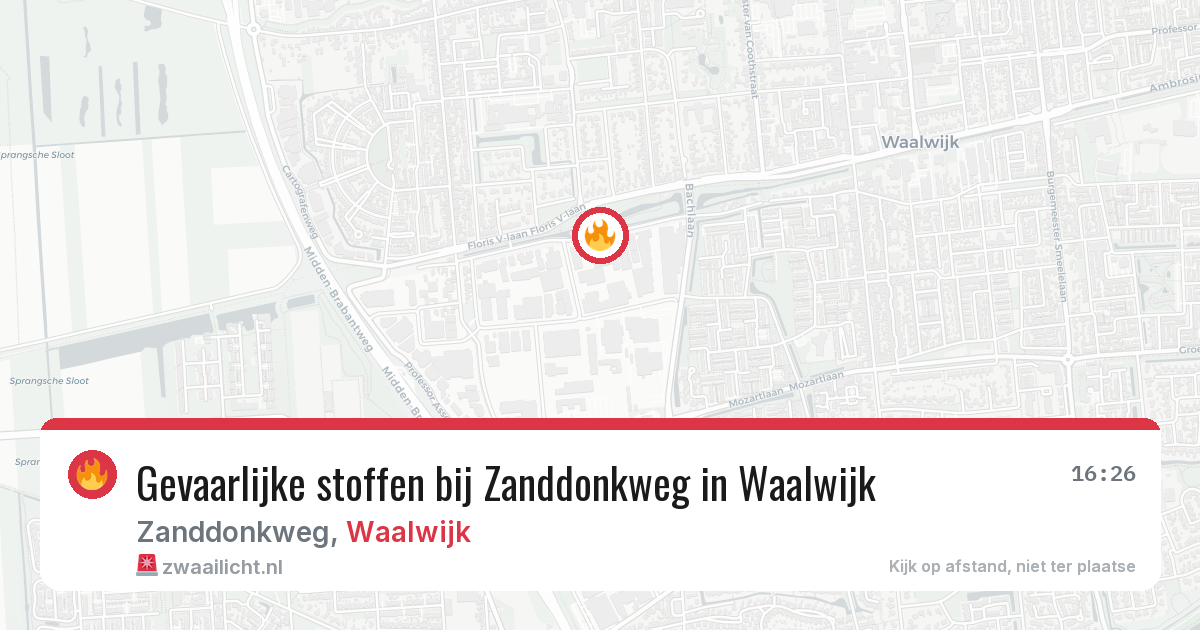 Gevaarlijke stoffen bij Zanddonkweg in Waalwijk — 18 mei 2026