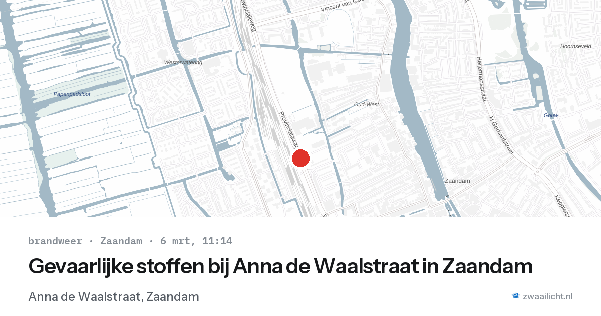 Gevaarlijke stoffen bij Anna de Waalstraat in Zaandam — 6 mrt 2026