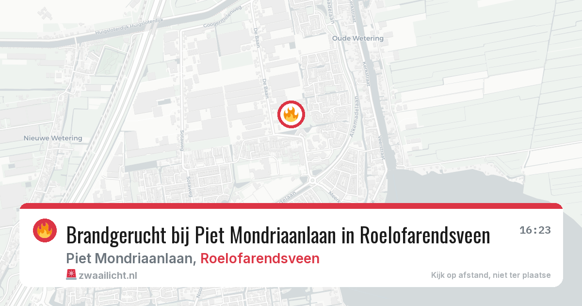 Brandgerucht bij Piet Mondriaanlaan in Roelofarendsveen — 12 jun 2026
