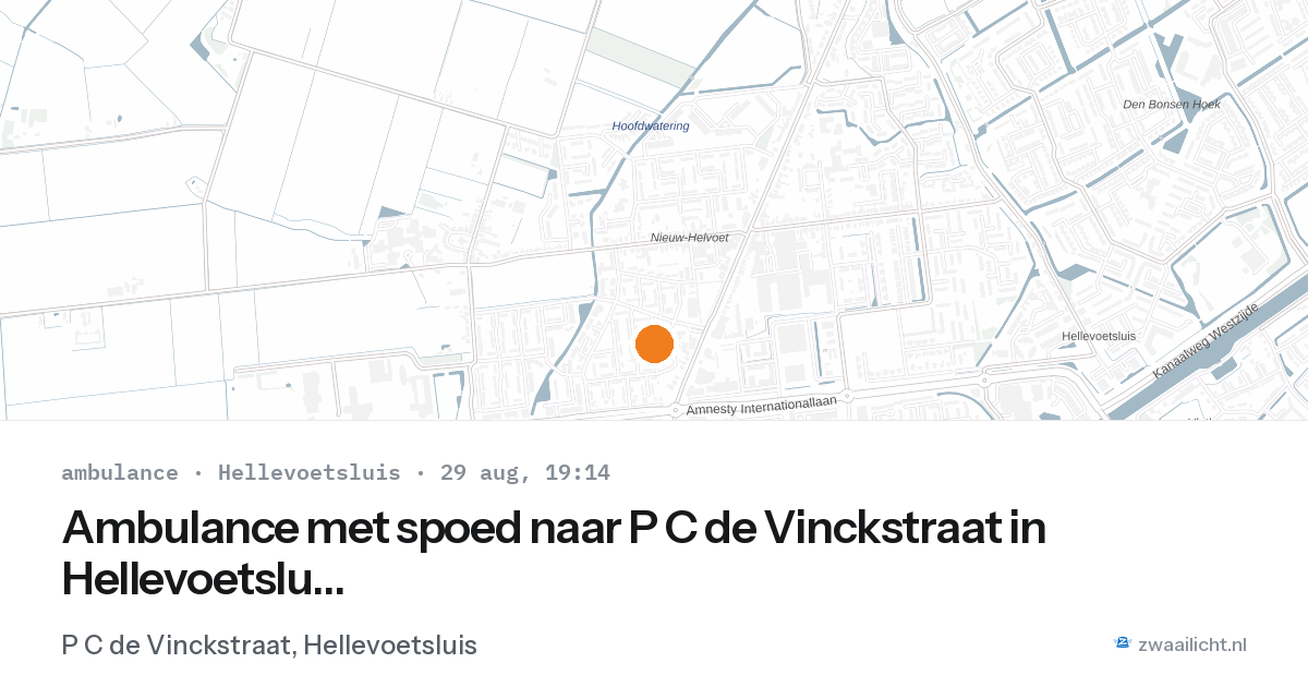 Ambulance met spoed naar P C de Vinckstraat in Hellevoetsluis — 29 aug 2026