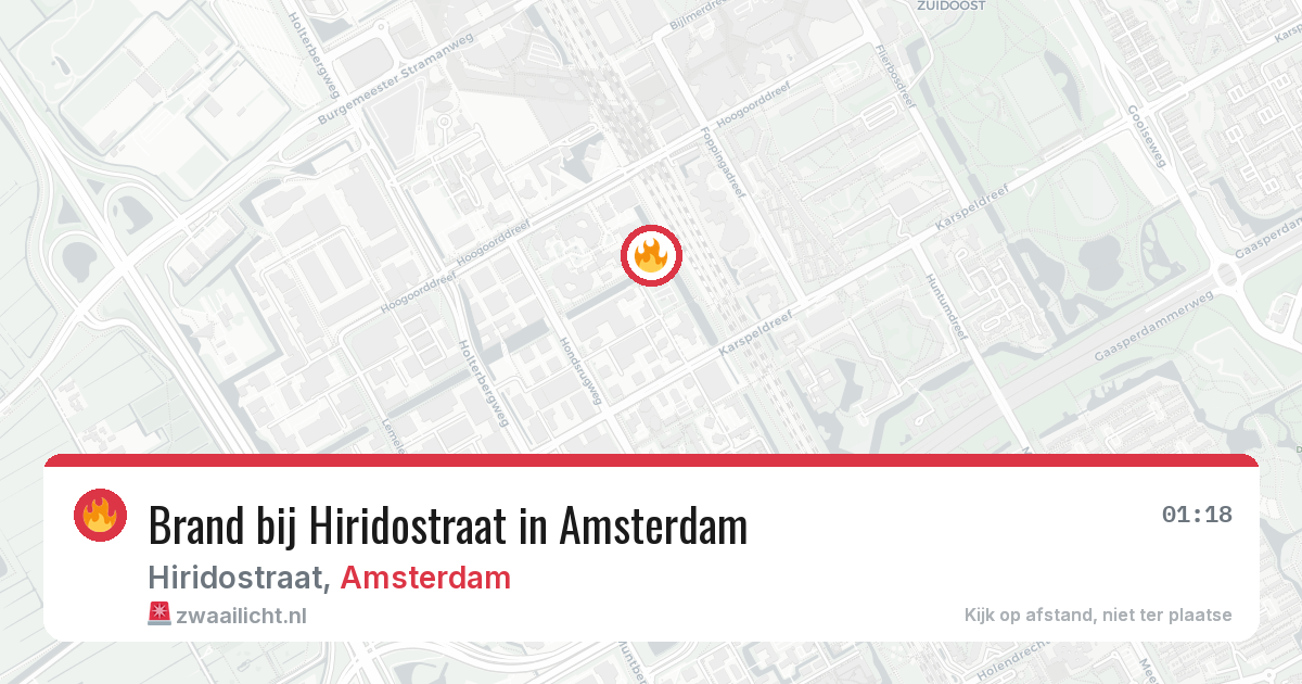 Brand bij Hiridostraat in Amsterdam — 11 mei 2026