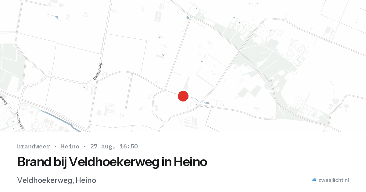 Brand bij Veldhoekerweg in Heino — 27 aug 2026