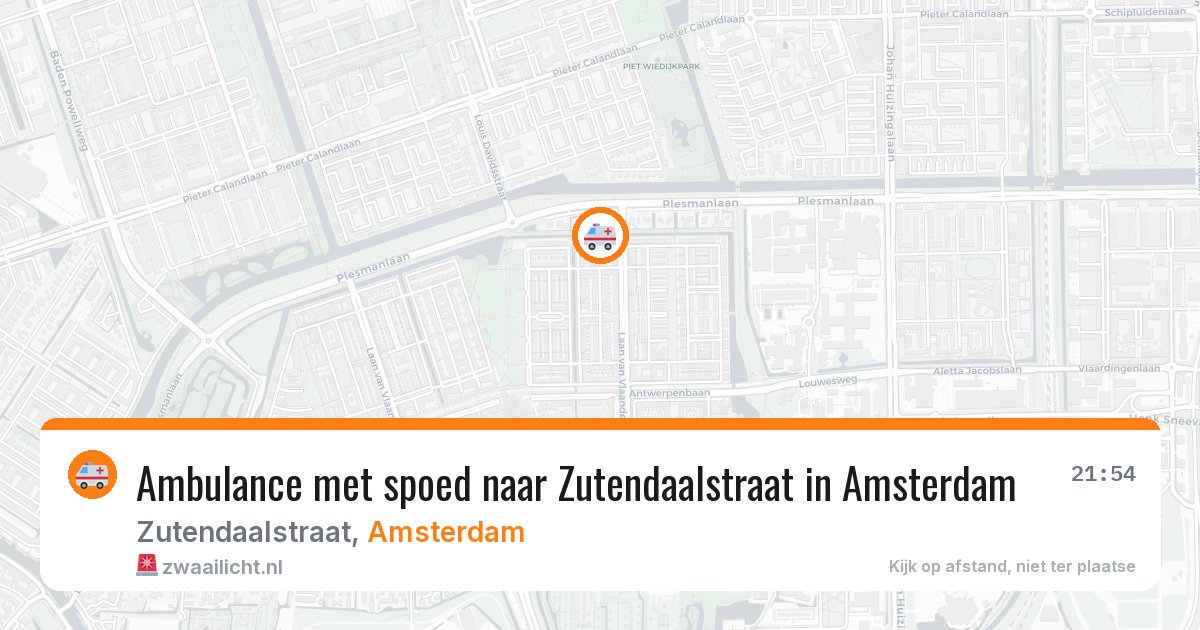 Ambulance met spoed naar Zutendaalstraat in Amsterdam — 15 apr 2026