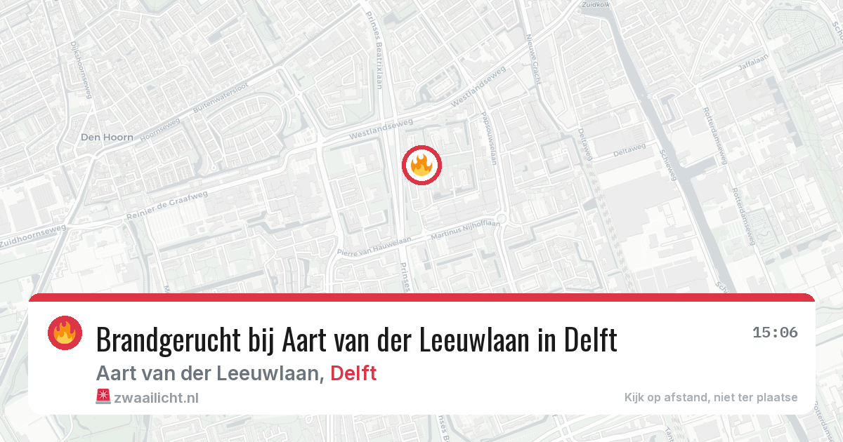 Brandgerucht bij Aart van der Leeuwlaan in Delft — 7 mei 2026