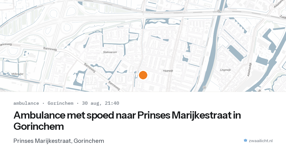 Ambulance met spoed naar Prinses Marijkestraat in Gorinchem — 30 aug 2026