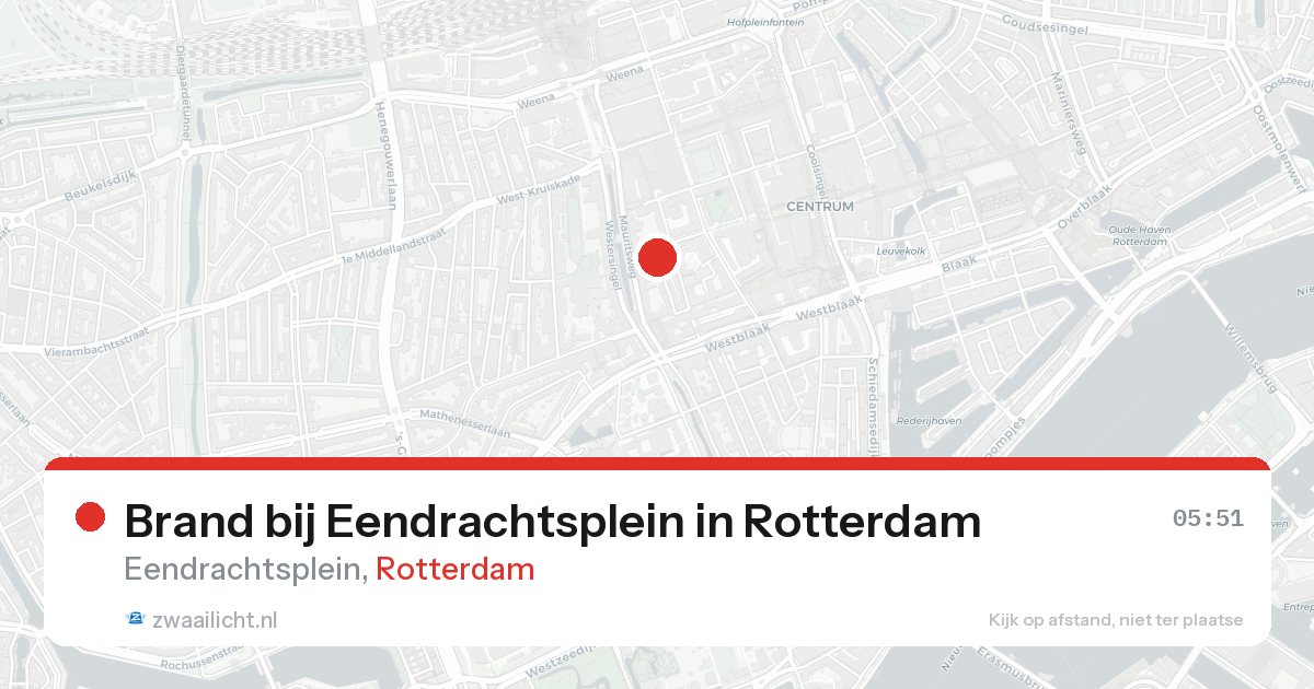 Brand bij Eendrachtsplein in Rotterdam — 21 aug 2026