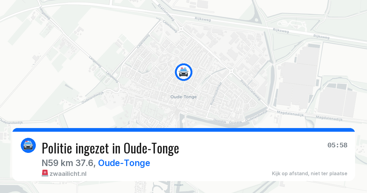 Politie ingezet in Oude-Tonge — 26 mei 2026 | 🚨 Zwaailicht.nl