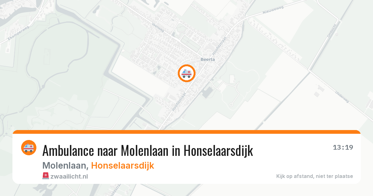 Ambulance naar Molenlaan in Honselaarsdijk — 13 aug 2026