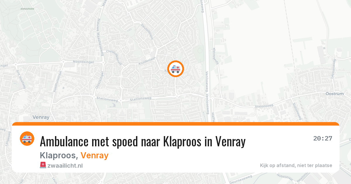 Ambulance met spoed naar Klaproos in Venray — 19 jul 2026