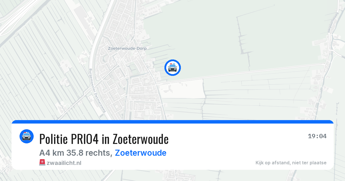 Politie PRIO4 in Zoeterwoude — 6 aug 2026 | 🚨 Zwaailicht.nl