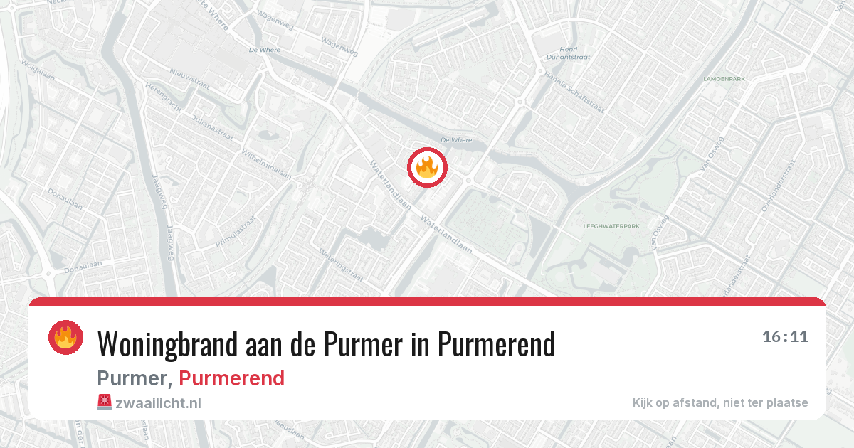 Woningbrand aan de Purmer in Purmerend — 20 mrt 2026