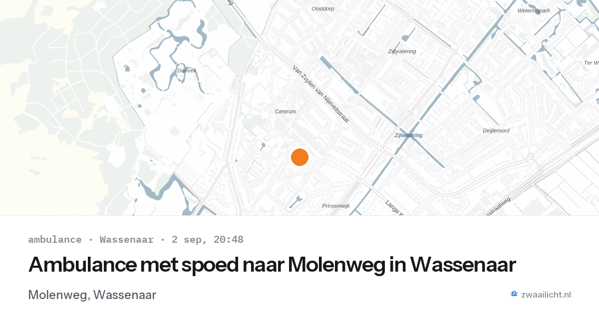 Ambulance met spoed naar Molenweg in Wassenaar — 2 sep 2026