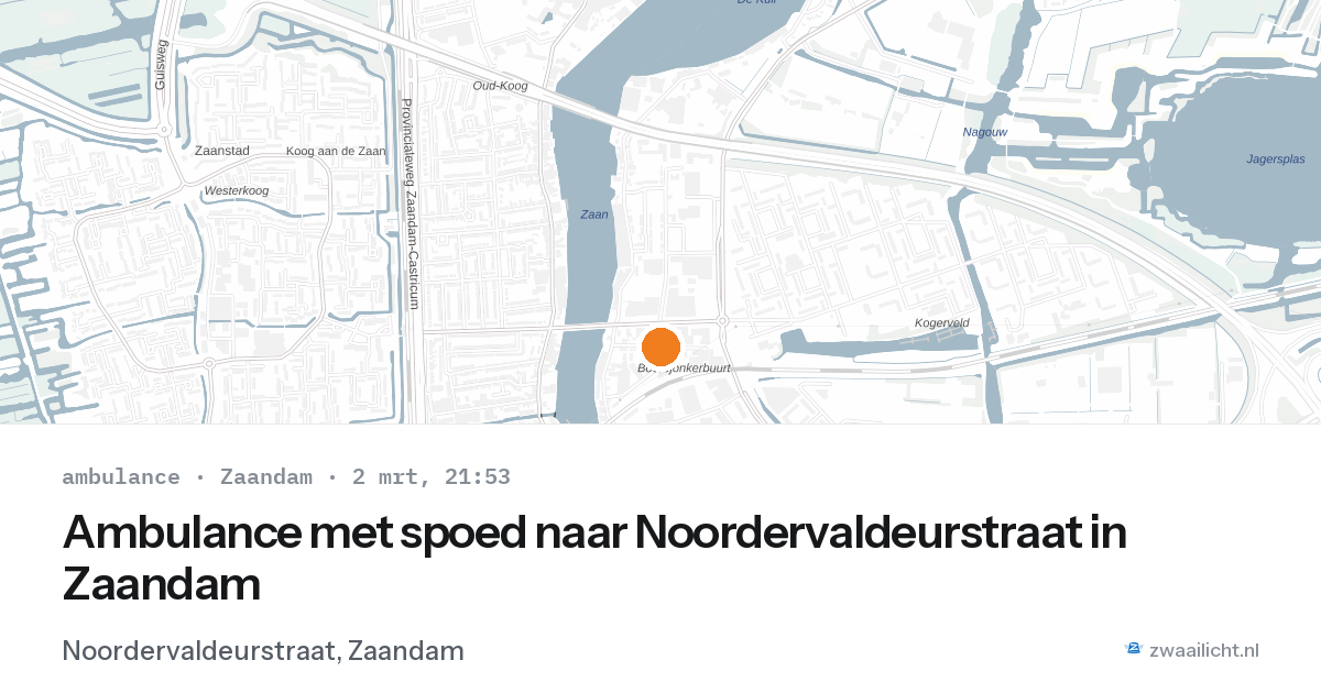 Ambulance met spoed naar Noordervaldeurstraat in Zaandam — 2 mrt 2026