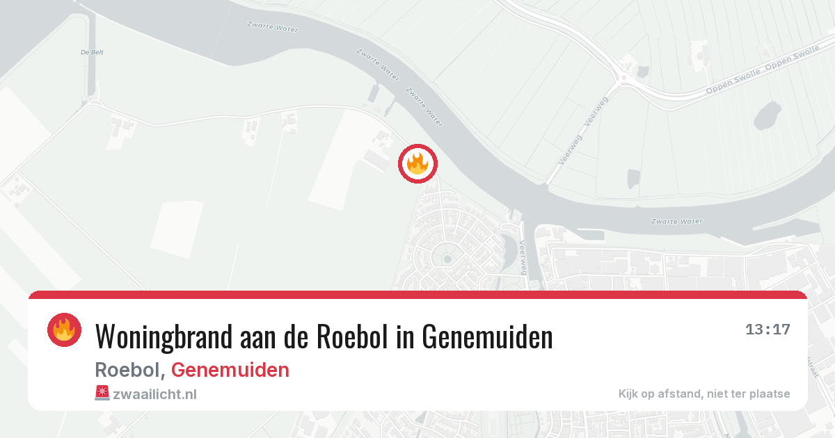 Woningbrand aan de Roebol in Genemuiden — 15 mei 2026